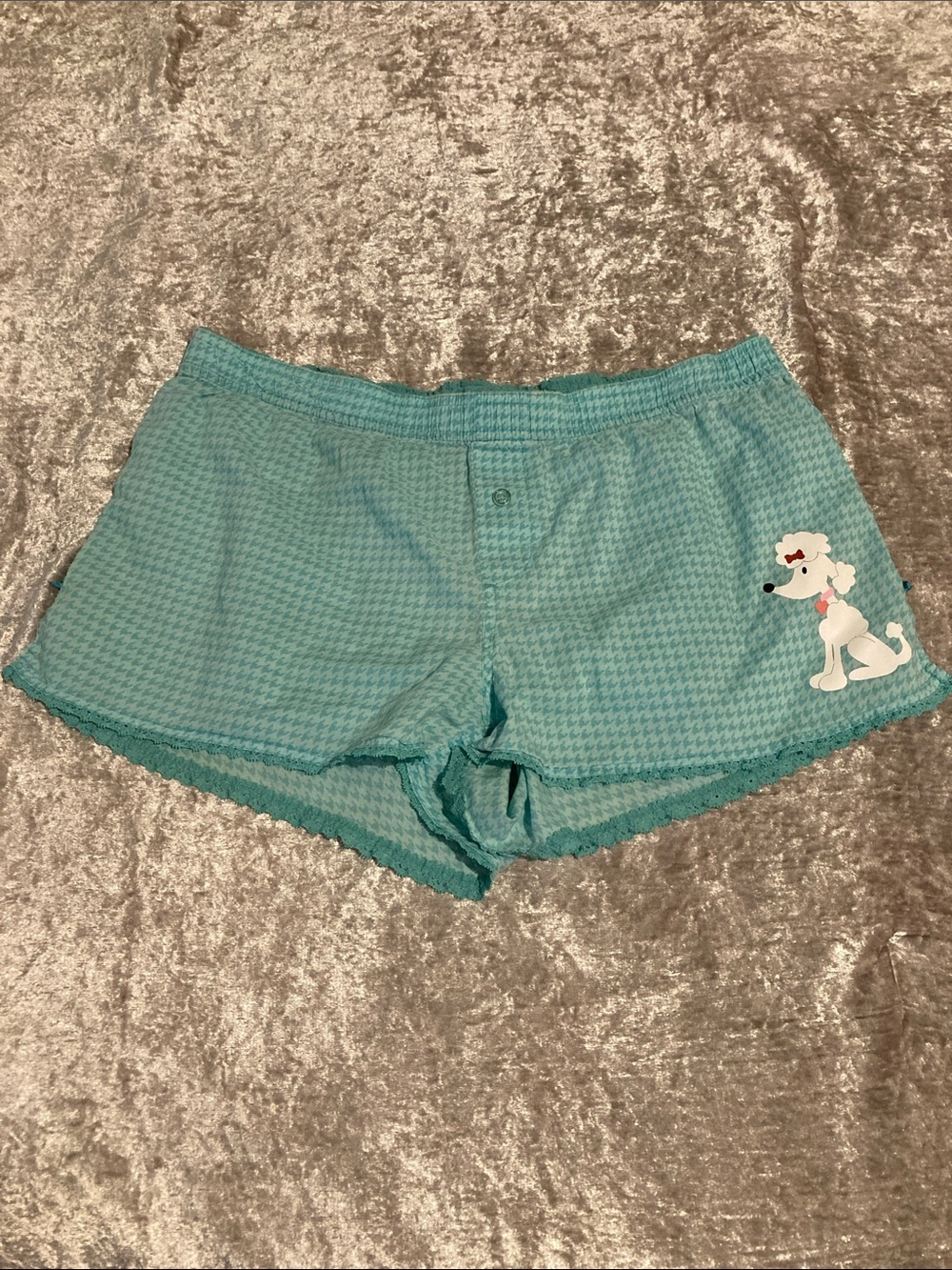 Aeropostale Turquoise Pajama Shorts with Poodle